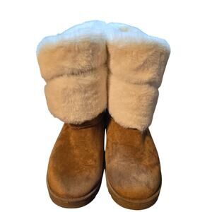 White Mountain 9 Brown Women's Fur Insulated Shearling Style  Boots Shoes Suede